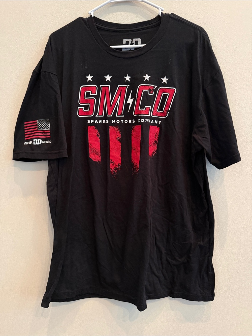 Sparks Motors Company Men's Graphic T‑Shirt - Black with Red Print
